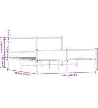 Metallbett ohne Matratze Sonoma-Eiche 160x200 cm