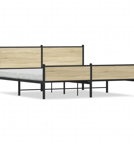 Metallbett ohne Matratze Sonoma-Eiche 180x200 cm