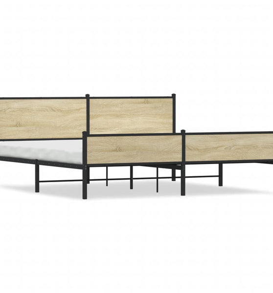 Metallbett ohne Matratze Sonoma-Eiche 193x203 cm
