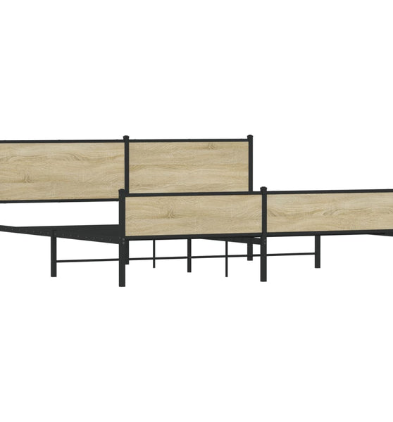 Metallbett ohne Matratze Sonoma-Eiche 200x200 cm