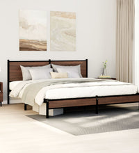 Metallbett ohne Matratze Braun Eichen-Optik 183x213 cm