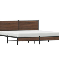 Metallbett ohne Matratze Braun Eichen-Optik 183x213 cm