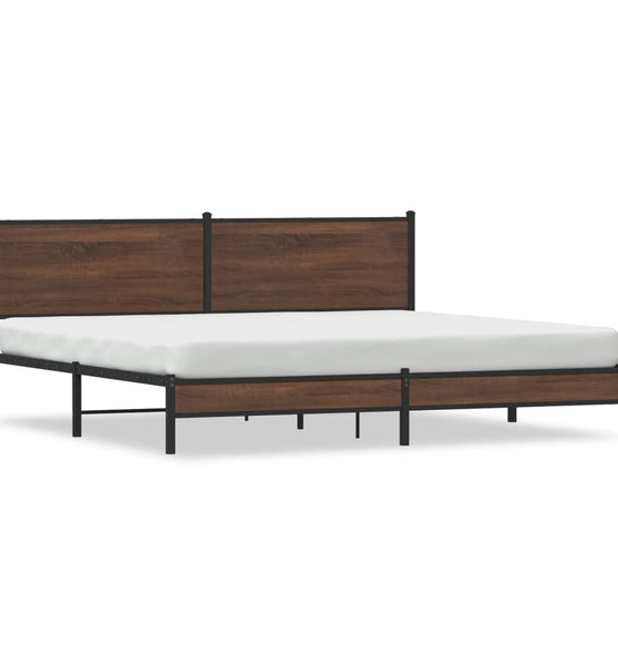 Metallbett ohne Matratze Braun Eichen-Optik 193x203 cm