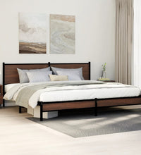 Metallbett ohne Matratze Braun Eichen-Optik 200x200 cm