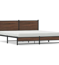 Metallbett ohne Matratze Braun Eichen-Optik 180x200 cm