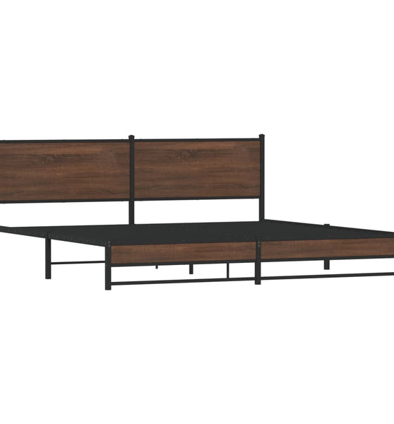 Metallbett ohne Matratze Braun Eichen-Optik 193x203 cm