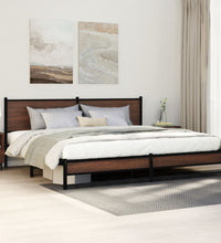 Metallbett ohne Matratze Braun Eichen-Optik 193x203 cm