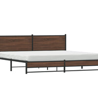 Metallbett ohne Matratze Braun Eichen-Optik 193x203 cm