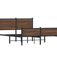 Metallbett ohne Matratze Braun Eichen-Optik 150x200 cm