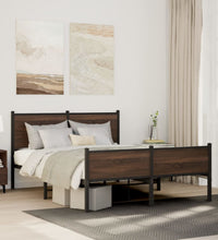 Metallbett ohne Matratze Braun Eichen-Optik 150x200 cm