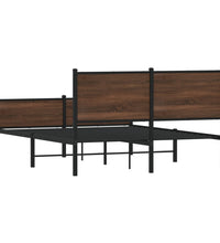 Metallbett ohne Matratze Braun Eichen-Optik 150x200 cm