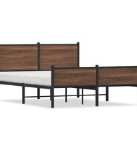 Metallbett ohne Matratze Braun Eichen-Optik 150x200 cm