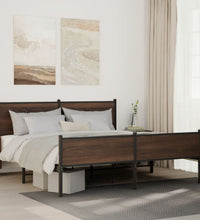 Metallbett ohne Matratze Braun Eichen-Optik 160x200 cm