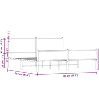 Metallbett ohne Matratze Braun Eichen-Optik 160x200 cm
