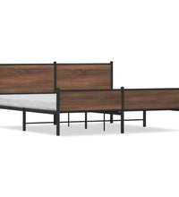 Metallbett ohne Matratze Braun Eichen-Optik 160x200 cm