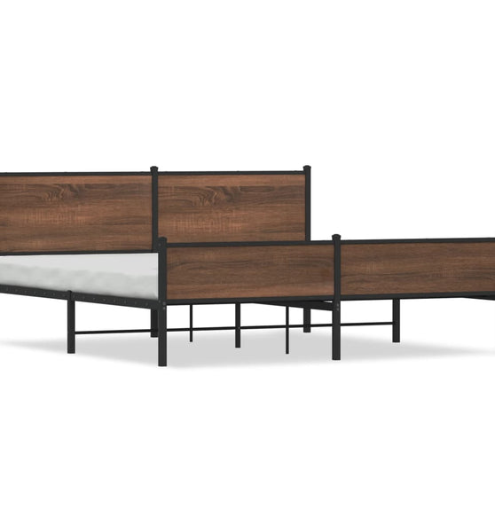 Metallbett ohne Matratze Braun Eichen-Optik 160x200 cm