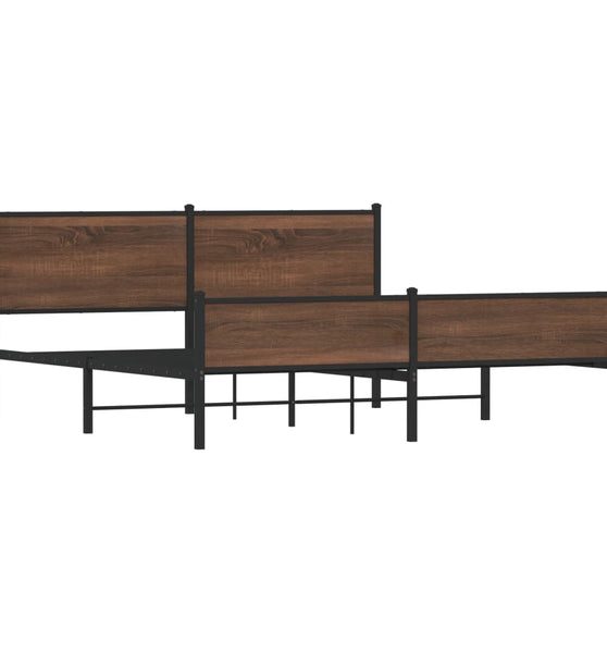 Metallbett ohne Matratze Braun Eichen-Optik 180x200 cm