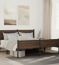 Metallbett ohne Matratze Braun Eichen-Optik 180x200 cm