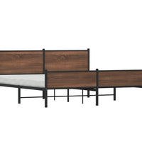 Metallbett ohne Matratze Braun Eichen-Optik 180x200 cm