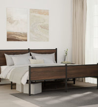 Metallbett ohne Matratze Braun Eichen-Optik 183x213 cm