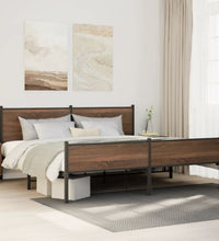 Metallbett ohne Matratze Braun Eichen-Optik 193x203 cm