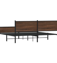 Metallbett ohne Matratze Braun Eichen-Optik 193x203 cm