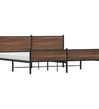 Metallbett ohne Matratze Braun Eichen-Optik 200x200 cm