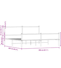 Metallbett ohne Matratze Braun Eichen-Optik 200x200 cm