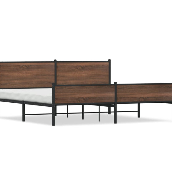 Metallbett ohne Matratze Braun Eichen-Optik 200x200 cm