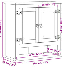 Bad-Wandschrank Corona 70x33x71,5 cm Massivholz Kiefer