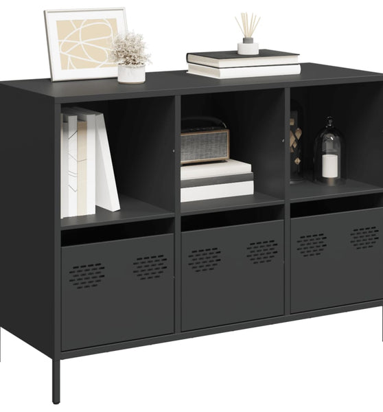 Sideboard Schwarz 101,5x39x73,5 cm Kaltgewalzter Stahl