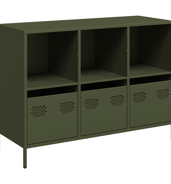 Sideboard Olivgrün 101,5x39x73,5 cm Kaltgewalzter Stahl