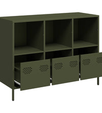 Sideboard Olivgrün 101,5x39x73,5 cm Kaltgewalzter Stahl