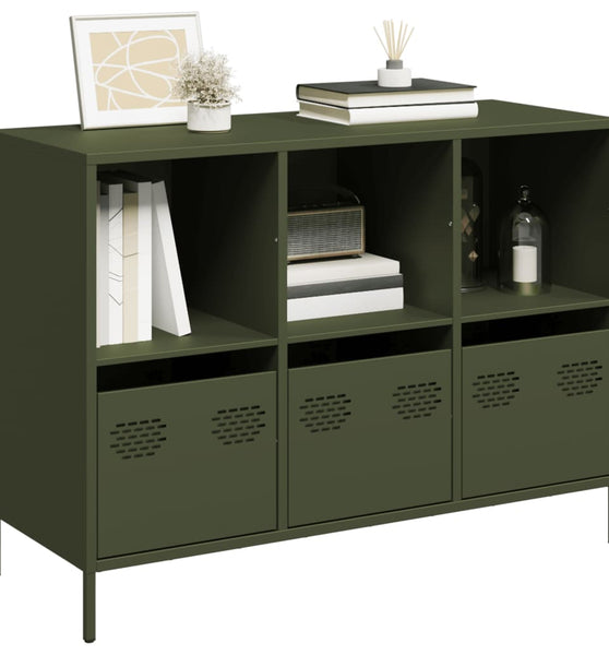 Sideboard Olivgrün 101,5x39x73,5 cm Kaltgewalzter Stahl