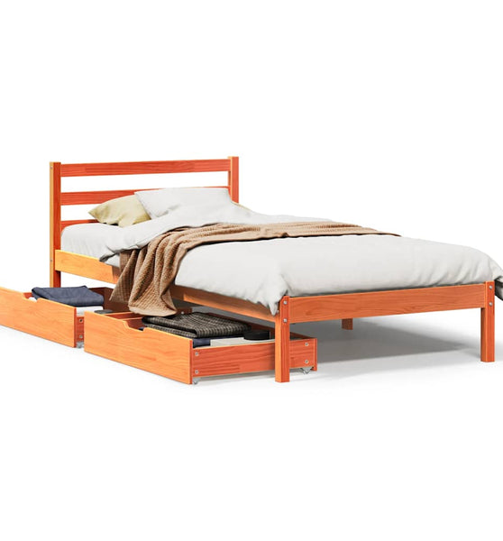 Massivholzbett ohne Matratze Wachsbraun 100x200 Kiefernholz