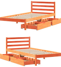 Massivholzbett ohne Matratze Wachsbraun 100x200 Kiefernholz