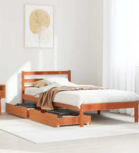 Massivholzbett ohne Matratze Wachsbraun 100x200 Kiefernholz