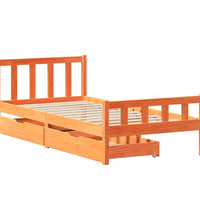 Massivholzbett ohne Matratze Wachsbraun 75x190 cm Kiefernholz