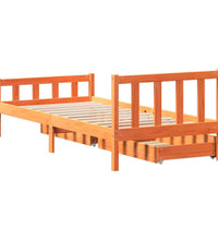 Massivholzbett ohne Matratze Wachsbraun 75x190 cm Kiefernholz