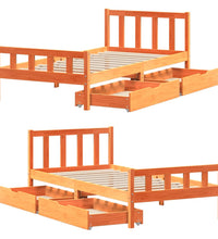 Massivholzbett ohne Matratze Wachsbraun 75x190 cm Kiefernholz