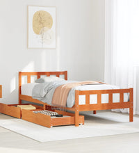 Massivholzbett ohne Matratze Wachsbraun 75x190 cm Kiefernholz