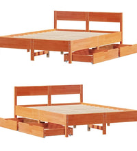 Massivholzbett ohne Matratze Wachsbraun 120x190 cm Kiefernholz