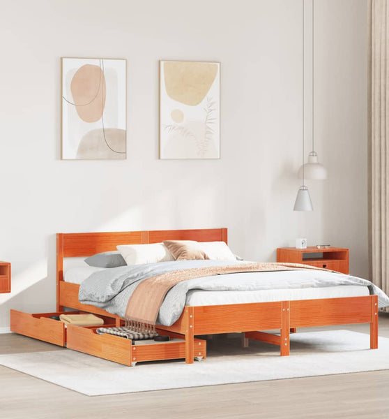 Massivholzbett ohne Matratze Wachsbraun 120x190 cm Kiefernholz