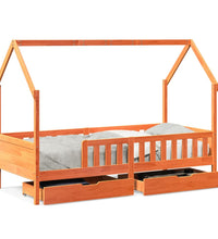 Kinderbett mit Schubladen 80x200 cm Massivholz Kiefer