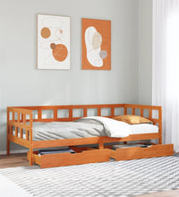 Tagesbett mit Schubladen Wachsbraun 80x200 cm Massivholz Kiefer