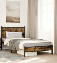 Metallbett ohne Matratze Räuchereiche 100x190 cm