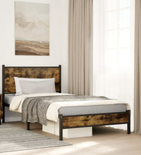 Metallbett ohne Matratze Räuchereiche 100x200 cm
