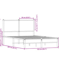 Metallbett ohne Matratze Räuchereiche 120x200 cm