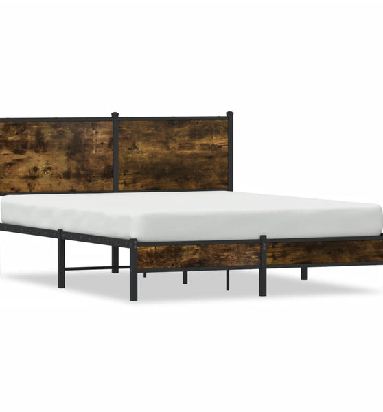 Metallbett ohne Matratze Räuchereiche 137x190 cm
