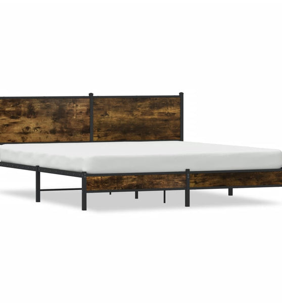 Metallbett ohne Matratze Räuchereiche 160x200 cm